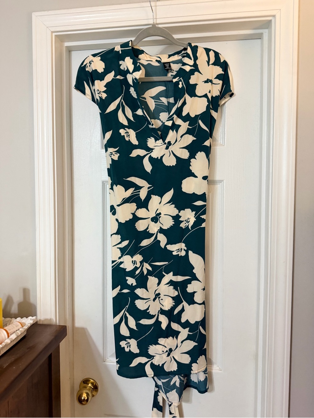 SHEIN Teal and Cream Floral Midi Dress